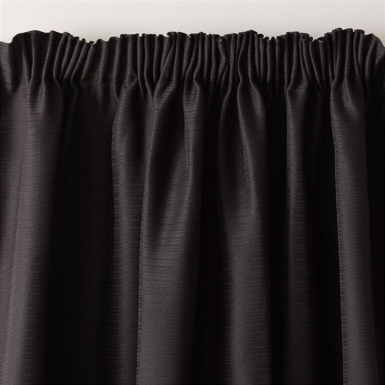 Living & Co Sienna Curtains Black 150-230cm Wide/205cm Drop, , hi-res