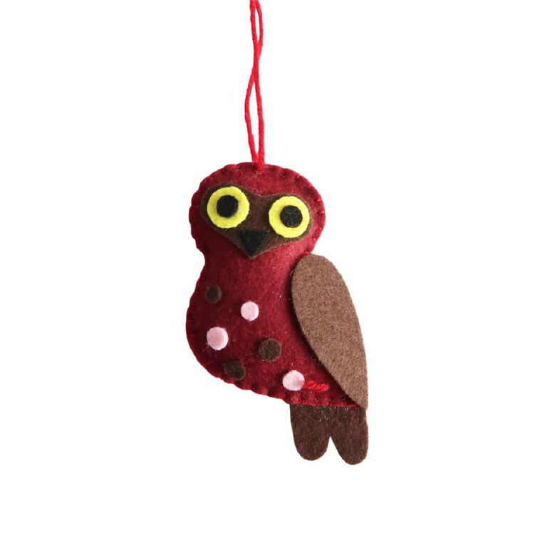 Wonderland Felt Hanging Ornament Owl 11cm, , hi-res
