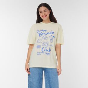 H&H Women's Short Sleeve Boyfriend Graphic Tee