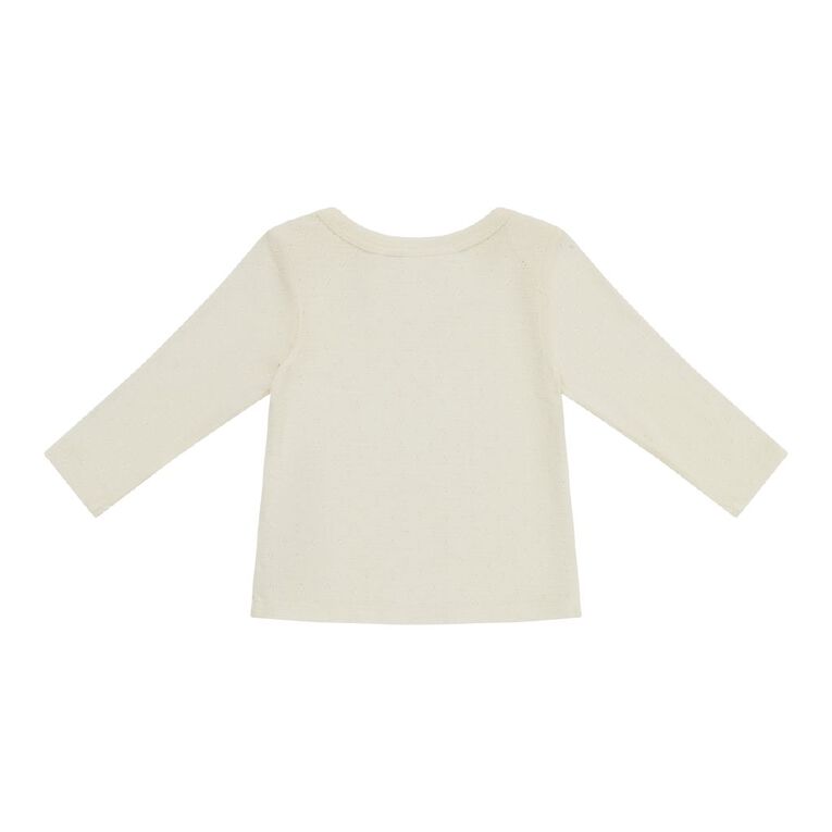 Young Original Babies' Merino Pointelle Long Sleeve T-shirt, White, hi-res