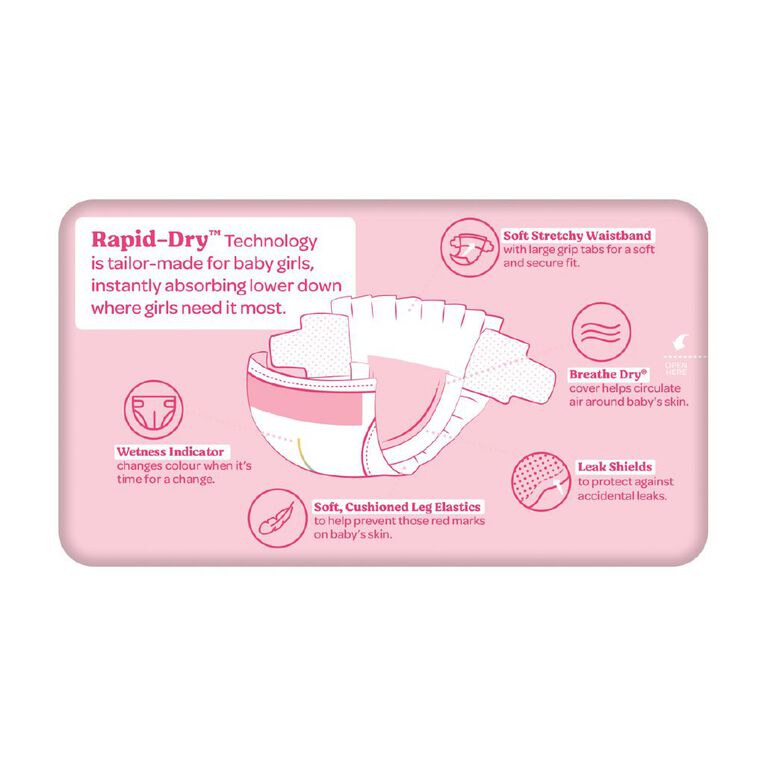 Huggies Girls' Convenience Nappy Toddler Size 4 10-15kg 18 Pack, , hi-res