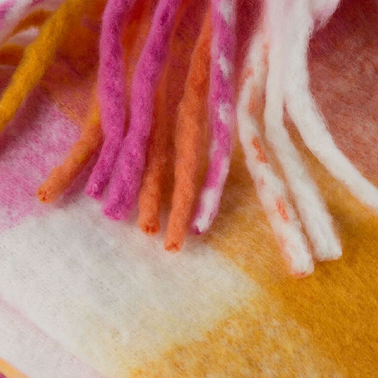 Living & Co Throw Faux Mohair Stripe Pink 127cm x 152cm, , hi-res