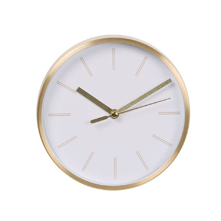 Living & Co Aluminum Round Clock Gold 15cm, , hi-res