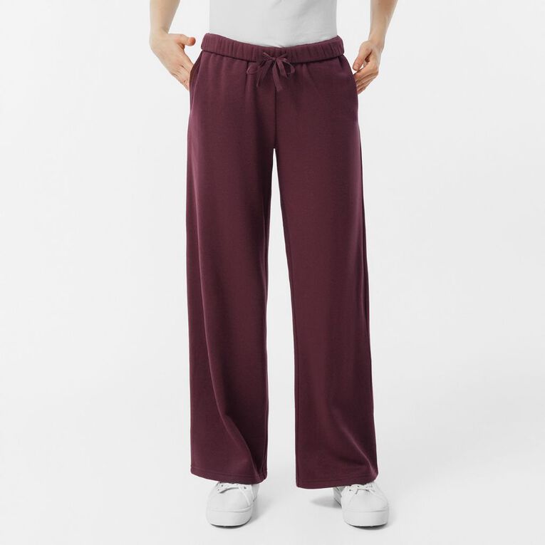 H&H Women's Wide Leg Track Pants, Red Dark, hi-res