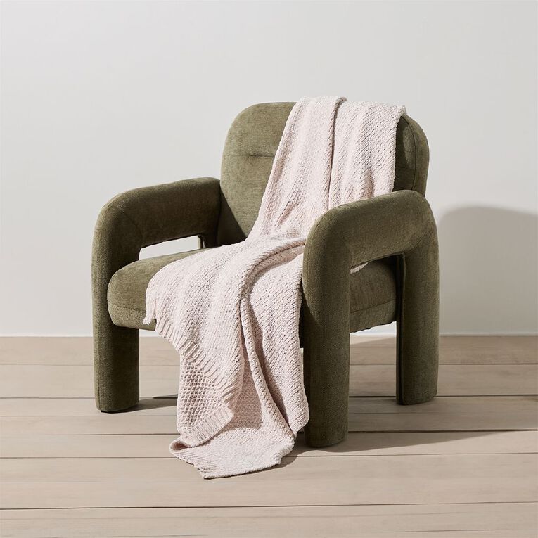Living & Co Throw Chenille Natural 127cm x 152cm, , hi-res