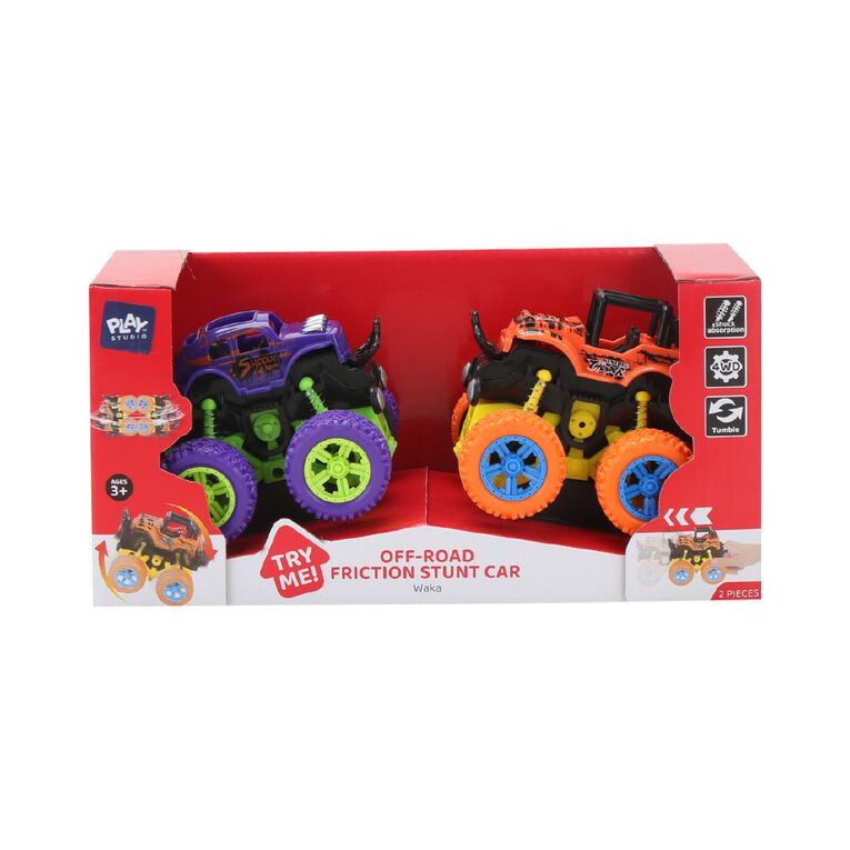 Play Studio Off-Road Friction Stunt Car 2 Pack Assorted, , hi-res
