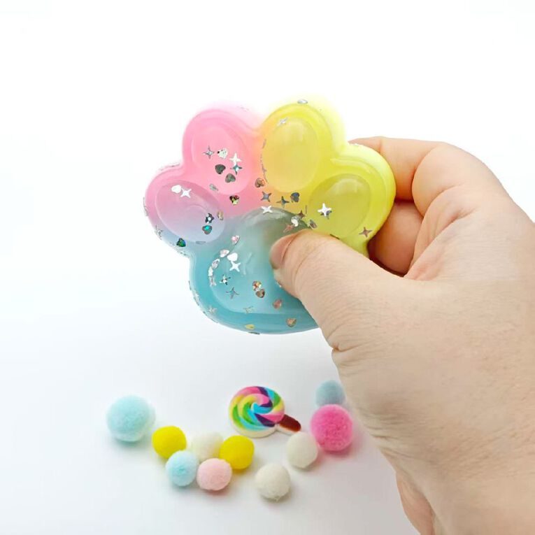 Squishy Transparent Rainbow Cat Paw, , hi-res