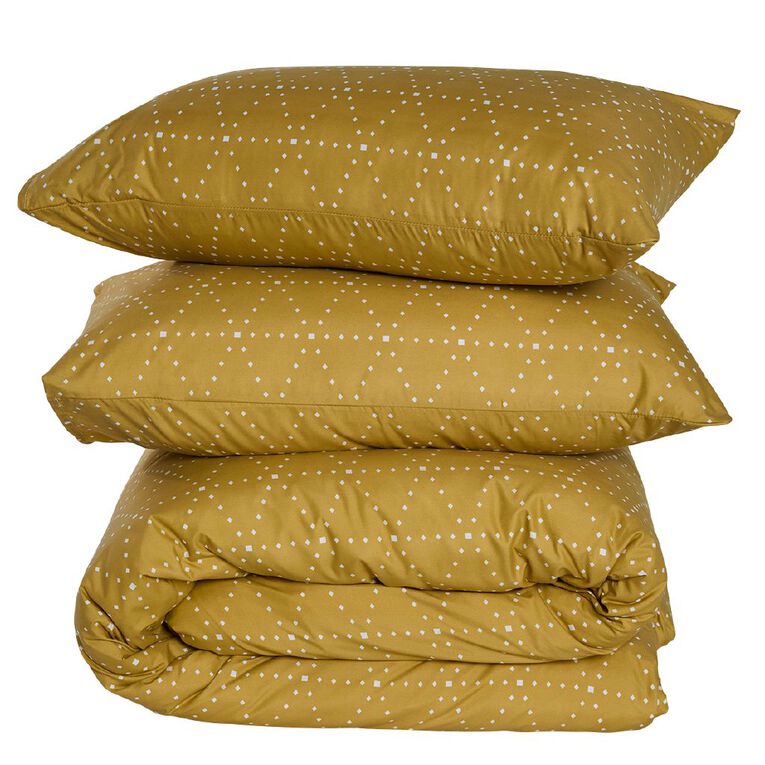 Living & Co Microfibre Duvet Cover Set Stella Yellow Double, Yellow, hi-res