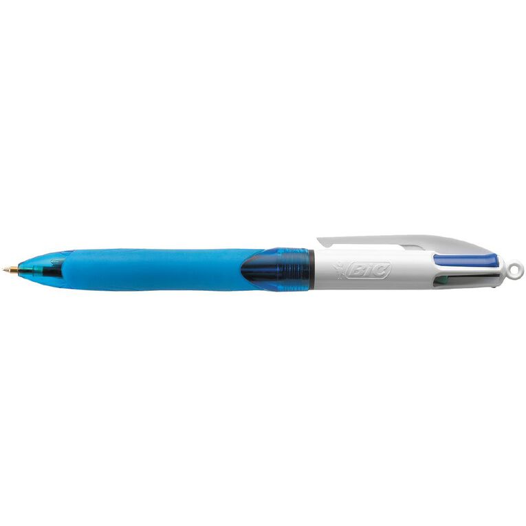 Bic 4 Colour Pen with Grip Fine or Medium Multi-Coloured 2 Pack, , hi-res