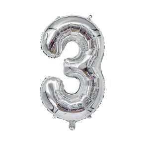 Party Inc Foil Balloon #3 Silver 35cm