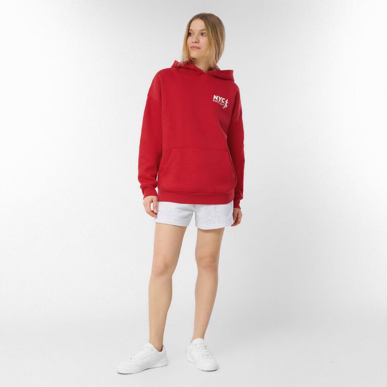 H&H Women's Long Sleeve Cordless Graphic Hood, Red Mid, hi-res