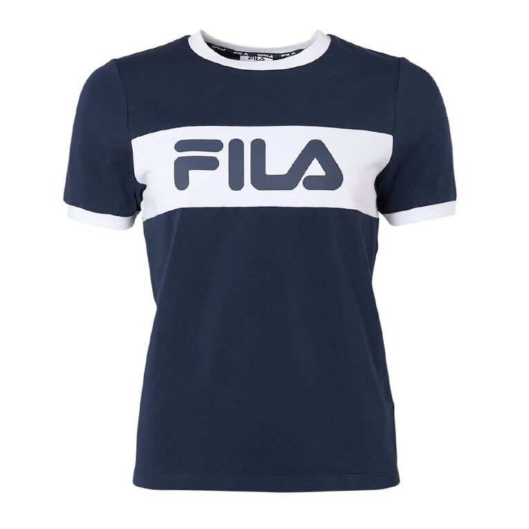 Fila Women's Ela Spliced Ringer Tee Blue Dark The Warehouse