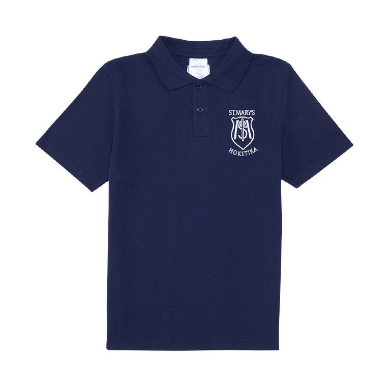 Schooltex St Mary's Hokitika Short Sleeve Polo with Embroidery, Navy, hi-res