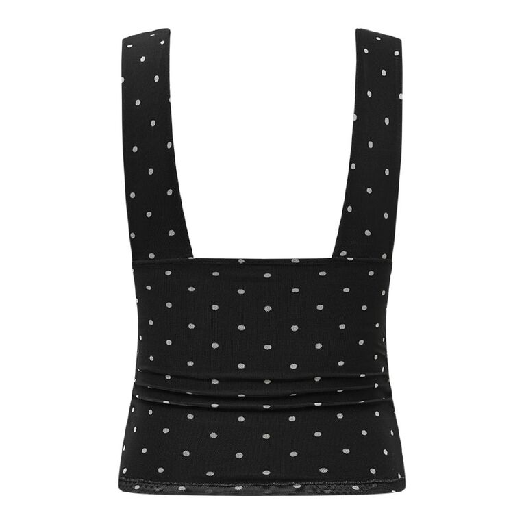 BRDRLESS Arlo Mesh Fitted Top, Black/White, hi-res