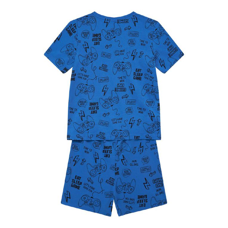 H&H Boys' Tee and Shorts Pyjama Set, Blue Mid, hi-res