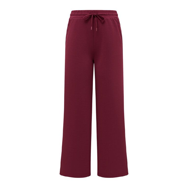 Active Intent Women's Scuba Wide Leg Pants, Red Dark, hi-res