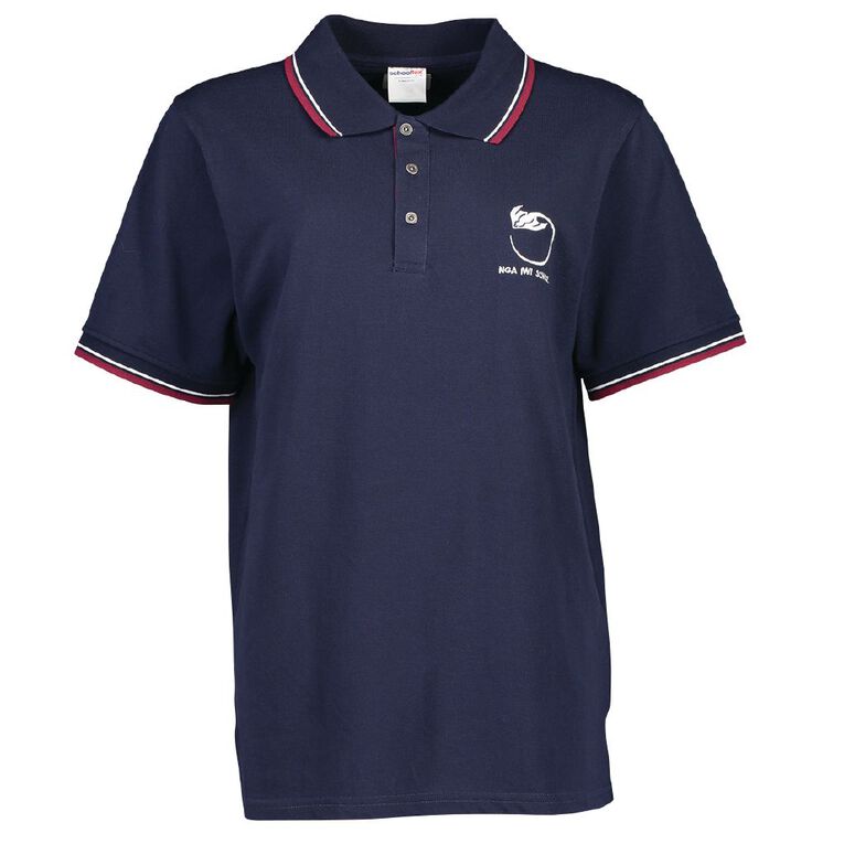Schooltex Nga Iwi School Short Sleeve Polo with Embroidery, Navy, hi-res