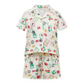 H&H Women's Christmas Button Up Short Sleeve Pyjama Set
