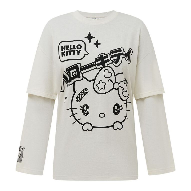 Hello Kitty Women's Layered Tee, Cream, hi-res