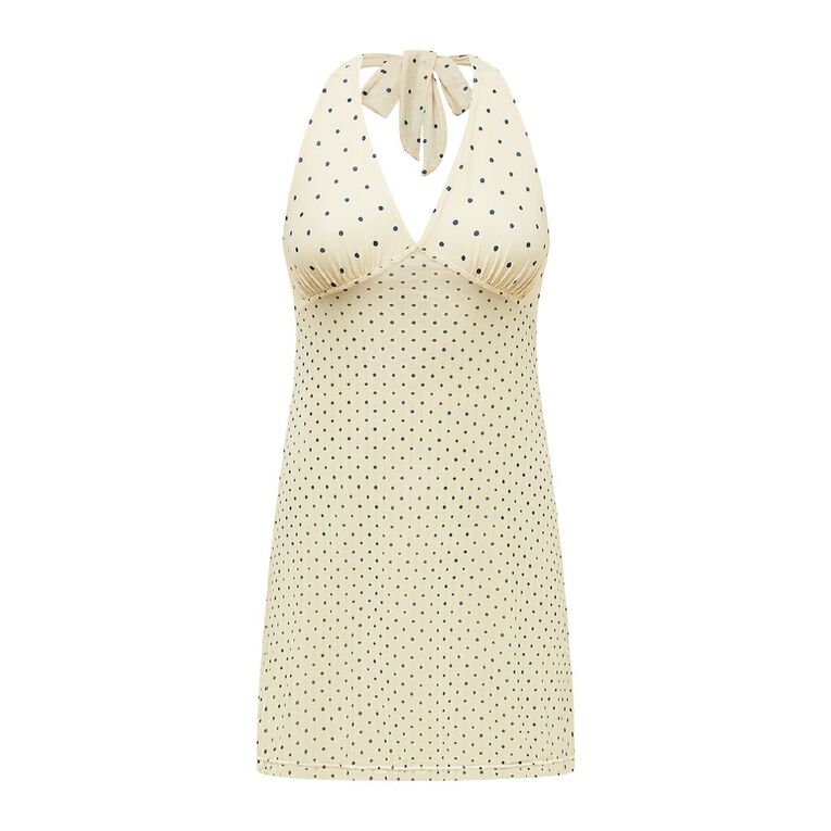 BRDRLESS Pippa Halter Mesh Mini Dress, Yellow Light, hi-res