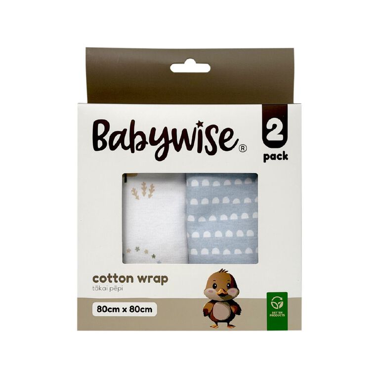 Babywise Cotton Wrap Elephants 2 Pack, , hi-res