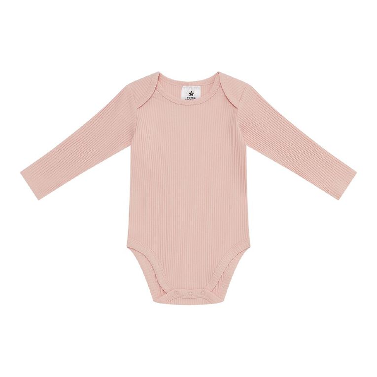 Young Original Baby's Long Sleeve Rib Bodysuit 3 Pack, Pink Mid, hi-res