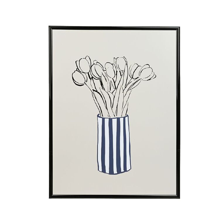 Living & Co Striped Vase Framed Print 30cm x 40cm 30cm x 40cm, , hi-res