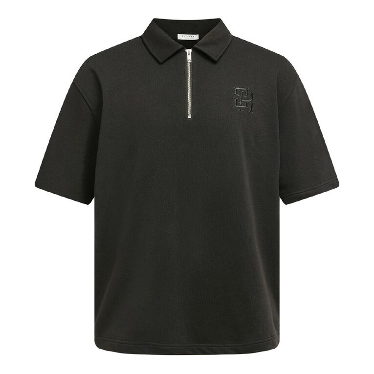 Garage Men's Quarter Zip Polo, Black, hi-res