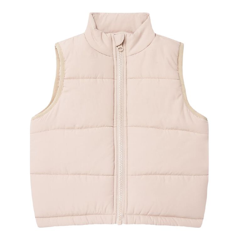 Young Original Toddler Plain Puffer Vest, Brown Light, hi-res