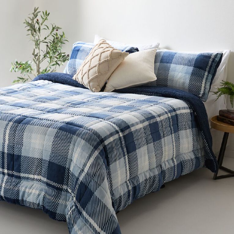 Living & Co 3 Piece Comforter Set Sullivan Blue King, , hi-res