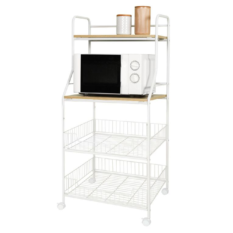 Living & Co 4 Tier Kitchen Storage Unit White, , hi-res