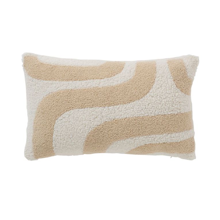 Living & Co Breakfast Cushion Geo Wave Rust 30cm x 50cm, , hi-res