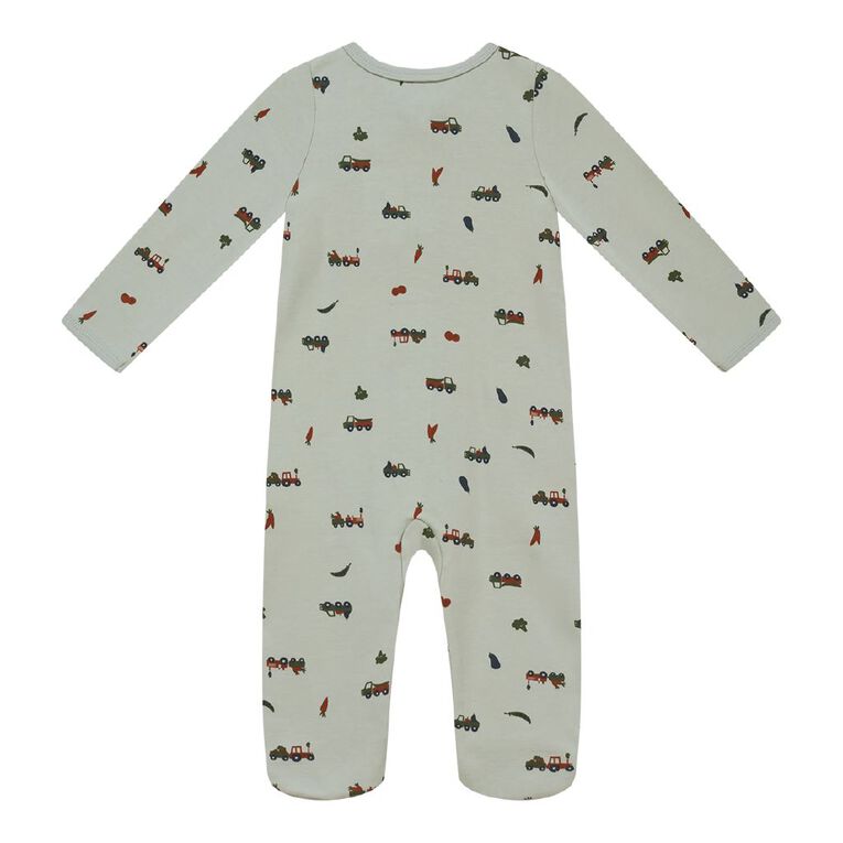 Young Original Babies' Zip-Thru Footed All-in-One, Green Light, hi-res