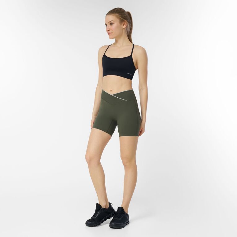 Active Intent Women's Wrap Front Bike Shorts, Green Mid, hi-res