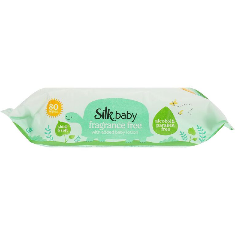 Silk Baby Wipes Fragrance Free 80 Pack, , hi-res