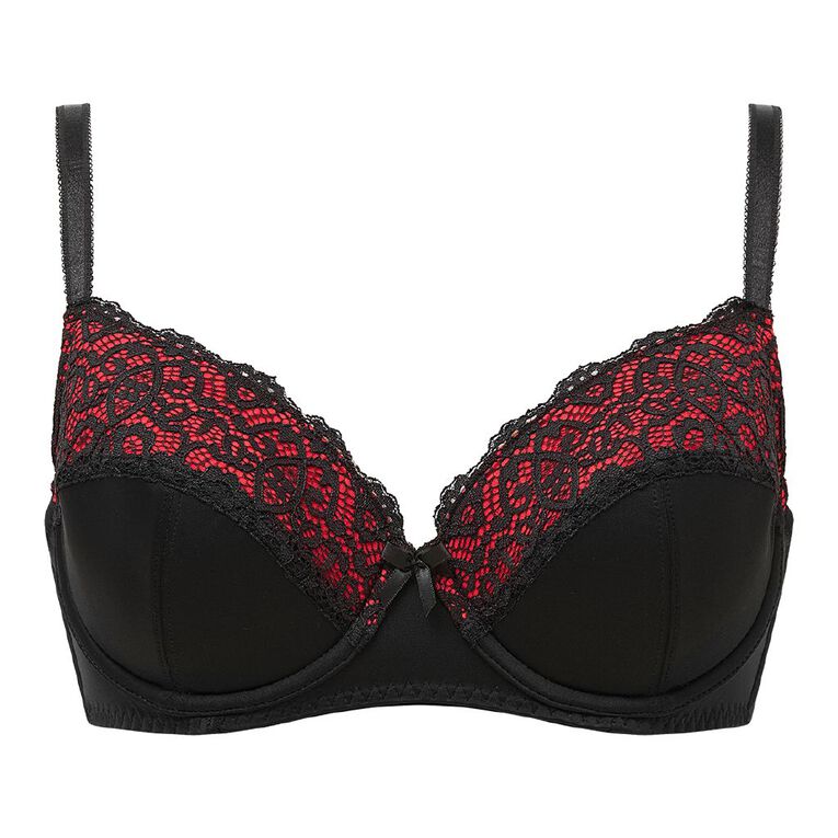 H&H Women's Bella Plain & Lace Contour Bra, Red Mid, hi-res