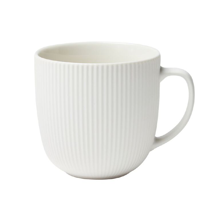 Living & Co Omaha Ribbed Mug White, , hi-res