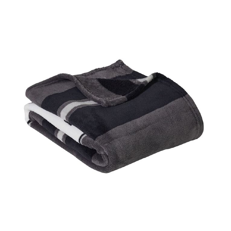 All Blacks Coral Fleece Throw Black 127cm x 152cm, , hi-res