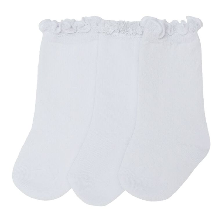 H&H Infants' Knee High 3 Pack, White, hi-res