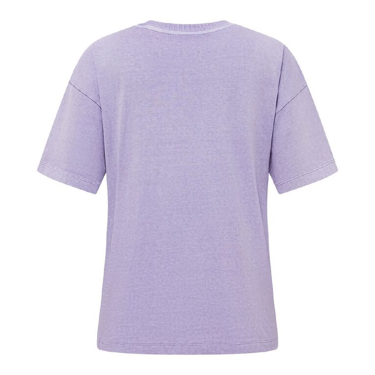H&H Women's Short Sleeve Boyfriend Graphic Tee, Purple Light, hi-res