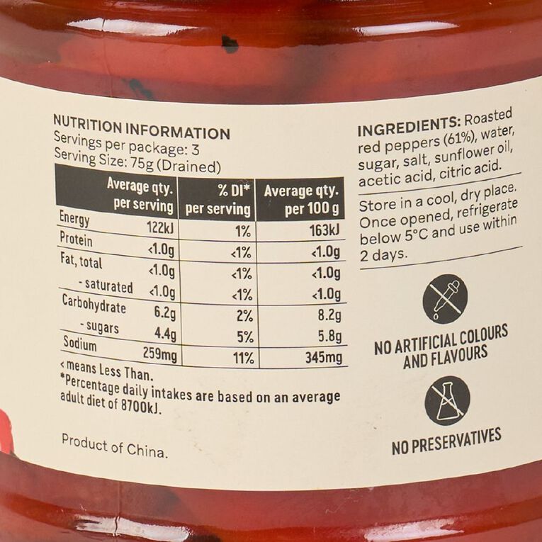 Market Kitchen Roasted Red Peppers in Sunflower Oil 340g, , hi-res