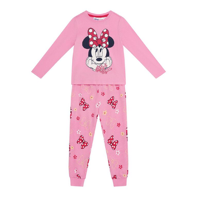 Minnie Mouse Girls' Long Sleeve Top and Pant Pyjama Set, Pink Mid, hi-res