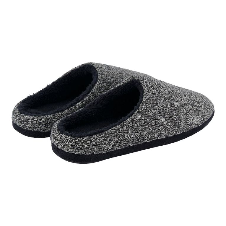 H&H Men's Knit Scuff Slippers Black The Warehouse