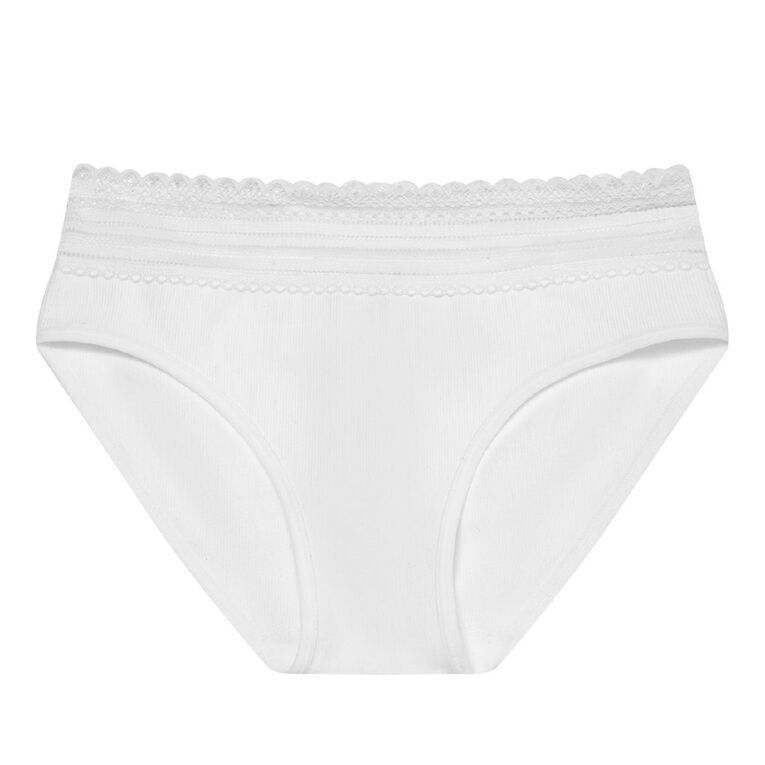 H&H Women's Chloe Seamfree Rib Bikini Briefs, White, hi-res