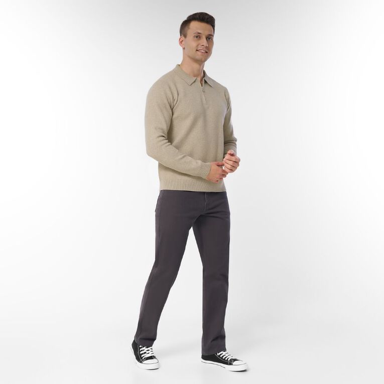 H&H Men's QTR Zip Collared Pullover, Beige, hi-res