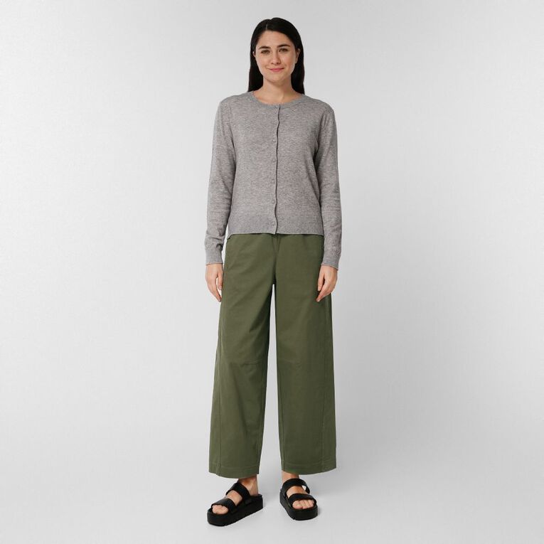 H&H Women's Relaxed Barrel Leg Pants, Green Mid, hi-res