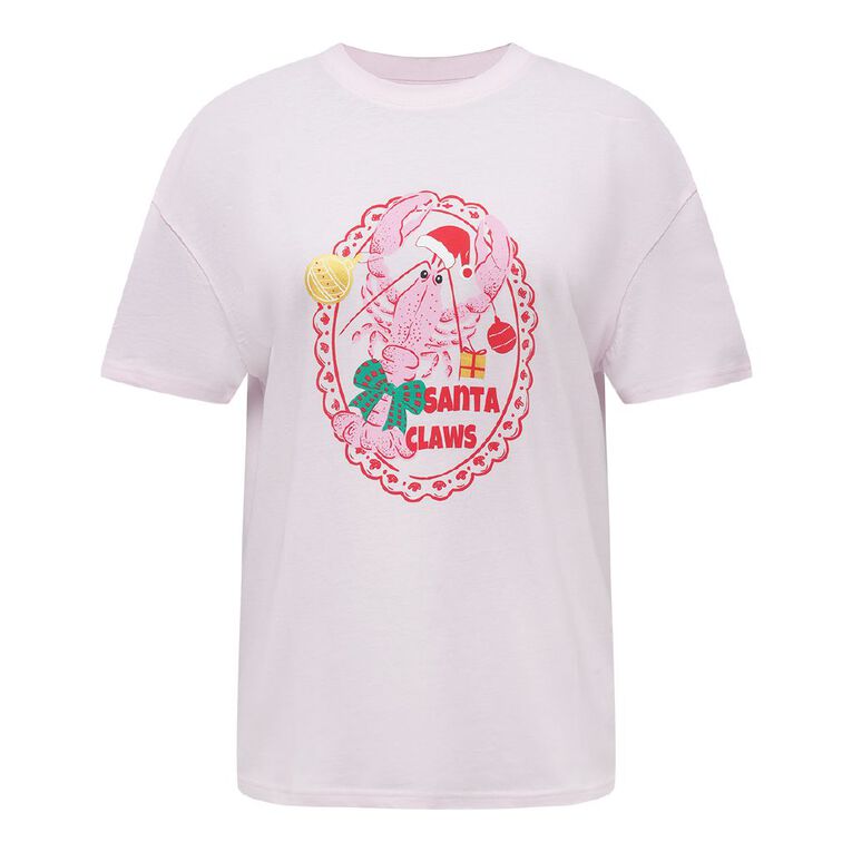 H&H Women's Christmas Printed Tee, Pink Light, hi-res