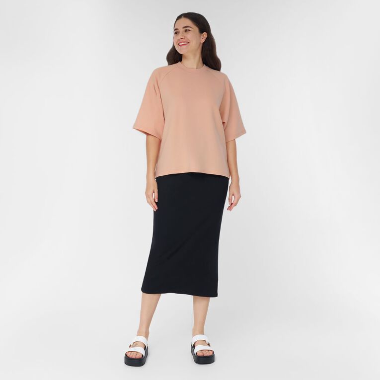 H&H Women's Short Sleeve Soft Scuba Crew, Pink Light, hi-res