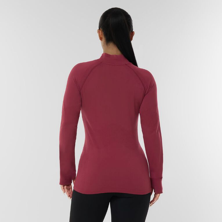 Active Intent Women's Quarter Zip Seamless Top, Red Dark, hi-res