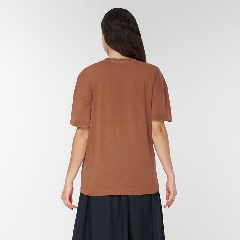 H&H Women's Short Sleeve Boyfriend Graphic Tee, Brown Light SOLEIL, hi-res